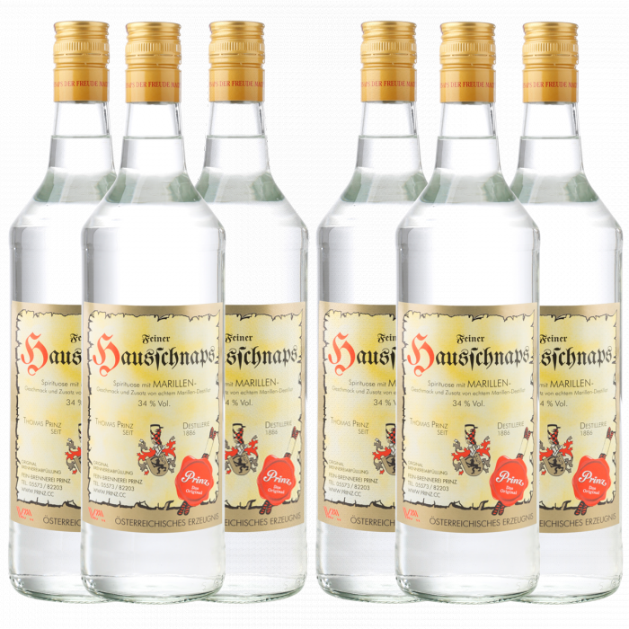 Prinz Hausschnaps mit Marille Obstbrand 6 x 1 l