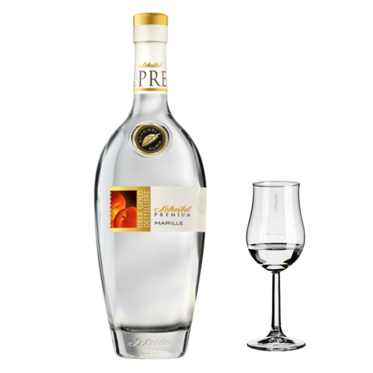 Scheibel PREMIUM Marille 0,7L Flasche + Aroma-Glas