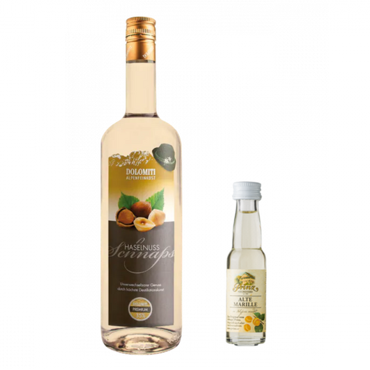 Dolomiti Haselnuss Schnaps 35% vol. 1 Liter + Prinz Probe 0,02l