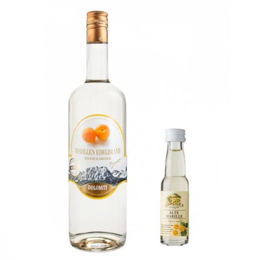 Dolomiti Marillen Edelbrand 40% Vol 1 Liter + Prinz Probe 0,02l