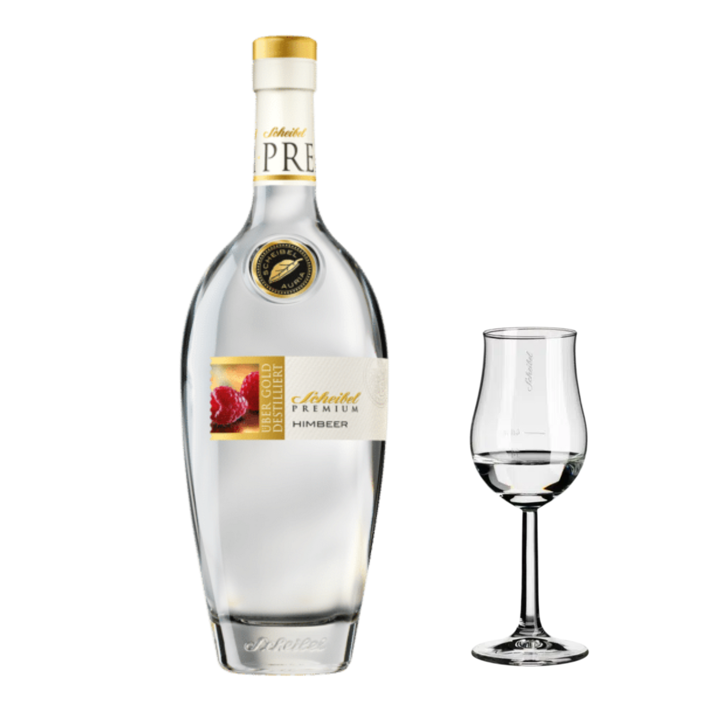 Scheibel PREMIUM Himbeer-Geist, 0,7L + Aroma-Glas