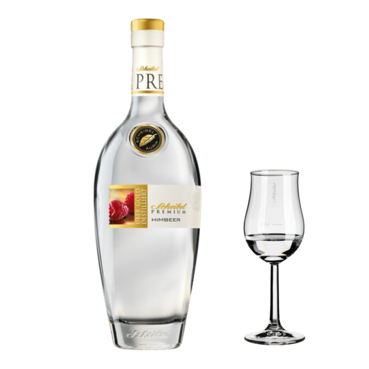Scheibel PREMIUM Himbeer-Geist, 0,7L + Aroma-Glas